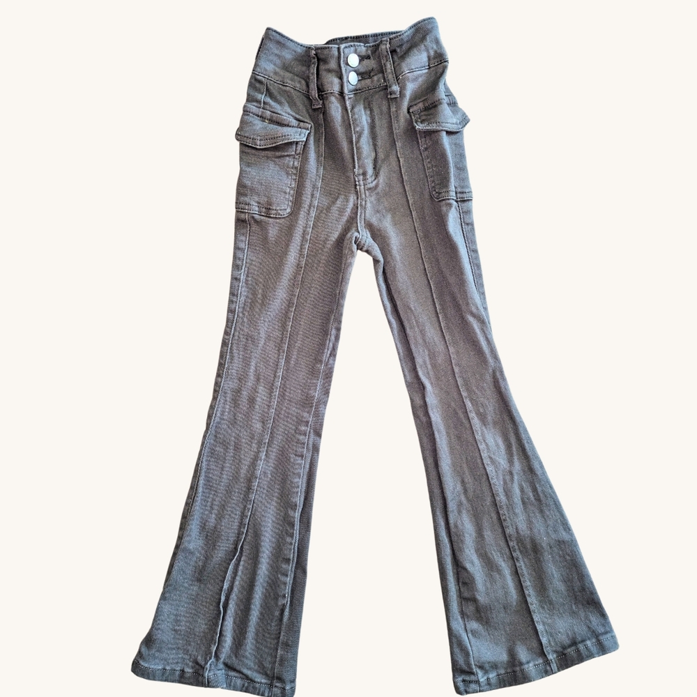 Gray Flared Pants with Pockets